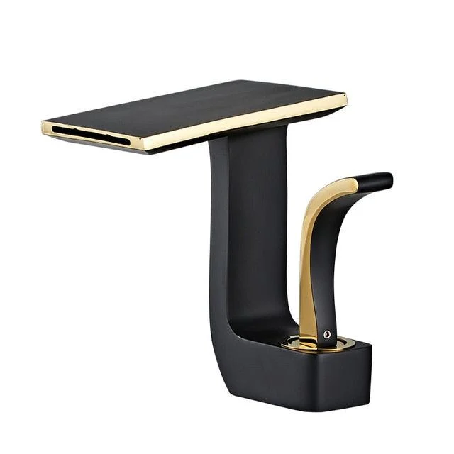 Waterfall Basin Taps Black Chrome Brass Hot And Cold Tap Bathroom Sink Tap -Bathlova