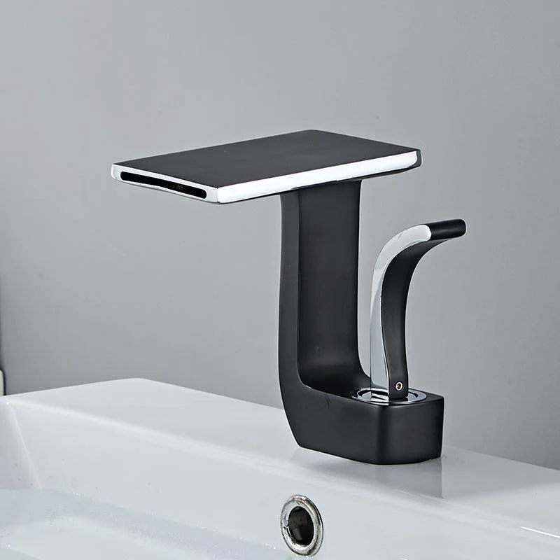 Waterfall Basin Taps Black Chrome Brass Tap Bathroom Sink Tap -Bathlova