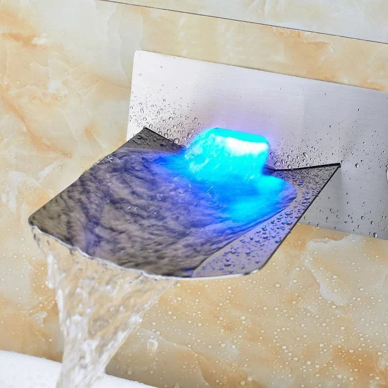 Waterfall Basin Wall Mounted Single Handle Tap with RGB Light -Bathlova