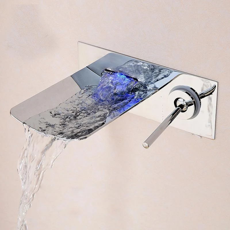 Waterfall Basin Wall Mounted Single Handle Tap with RGB Light -Bathlova