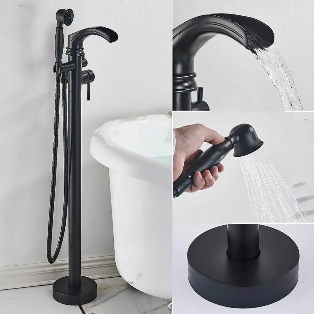 Waterfall Dual Function Floor Mounted Tap -Bathlova