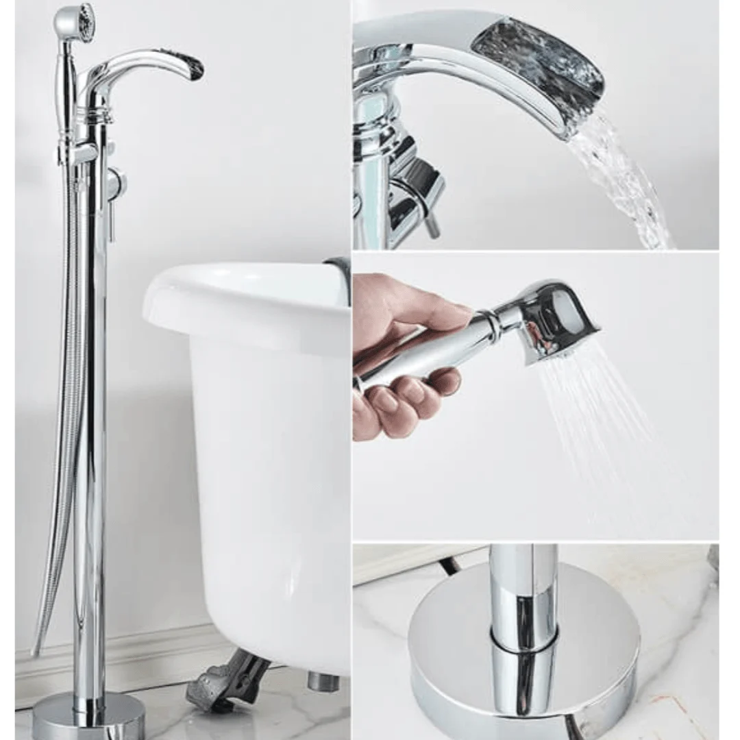 Waterfall Dual Function Floor Mounted Tap -Bathlova