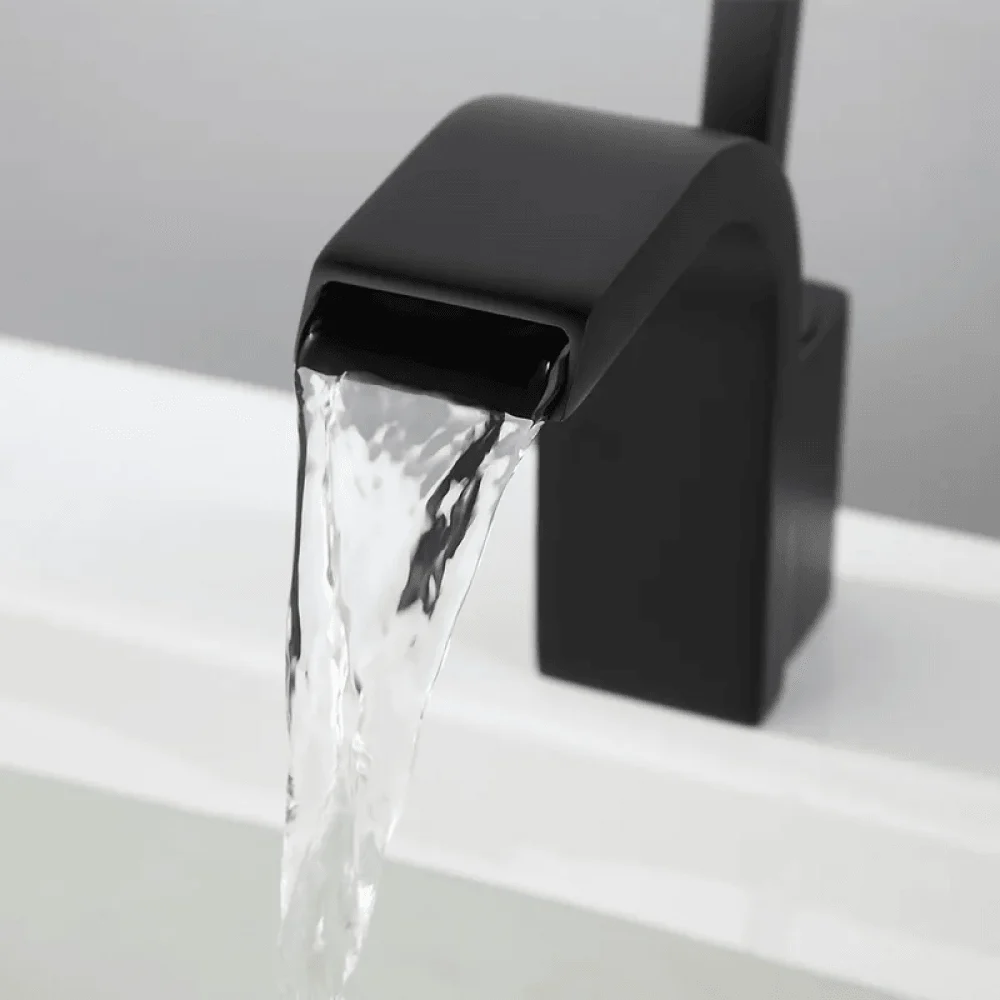 Waterfall Joystick Spout Bathroom Tap in Matte Black - Single Handle -Bathlova