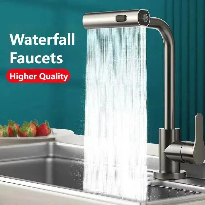 Waterfall Kitchen Taps Pull Out Rainfall Spray Bathroom Basin Tap -Bathlova