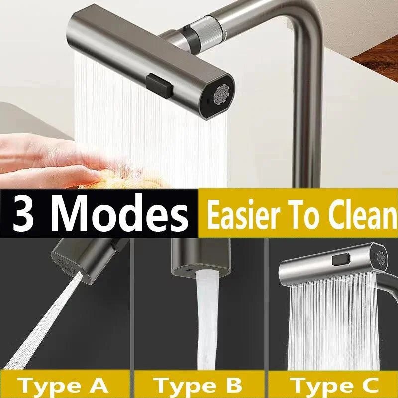 Waterfall Kitchen Taps Pull Out Rainfall Spray Bathroom Basin Tap -Bathlova