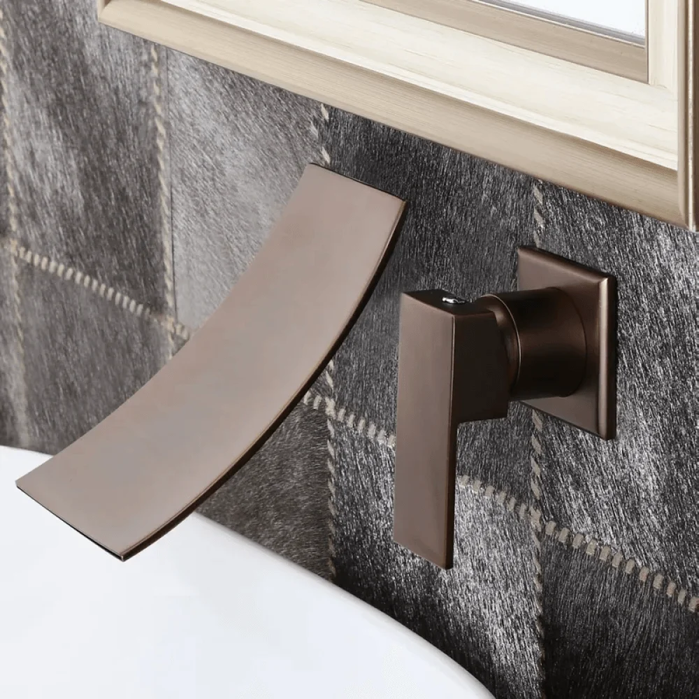 Waterfall Oil-Rubbed Bronze Bathroom Tap - Single Handle Wall-Mounted -Bathlova