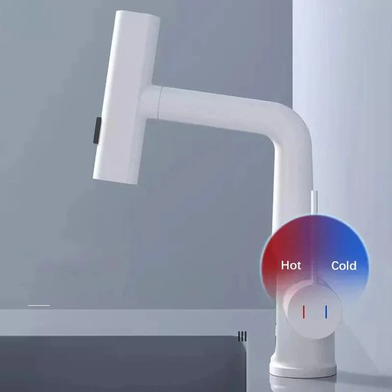 Waterfall Pull Out Kitchen Tap White Intelligent Digital Display Tap -Bathlova