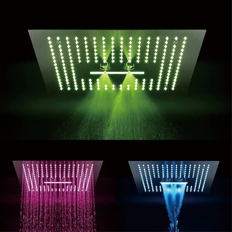 Waterfall Shower Head 64 Colors LED Misty Rainfall Shower Head with Remote Control LED Light -Bathlova