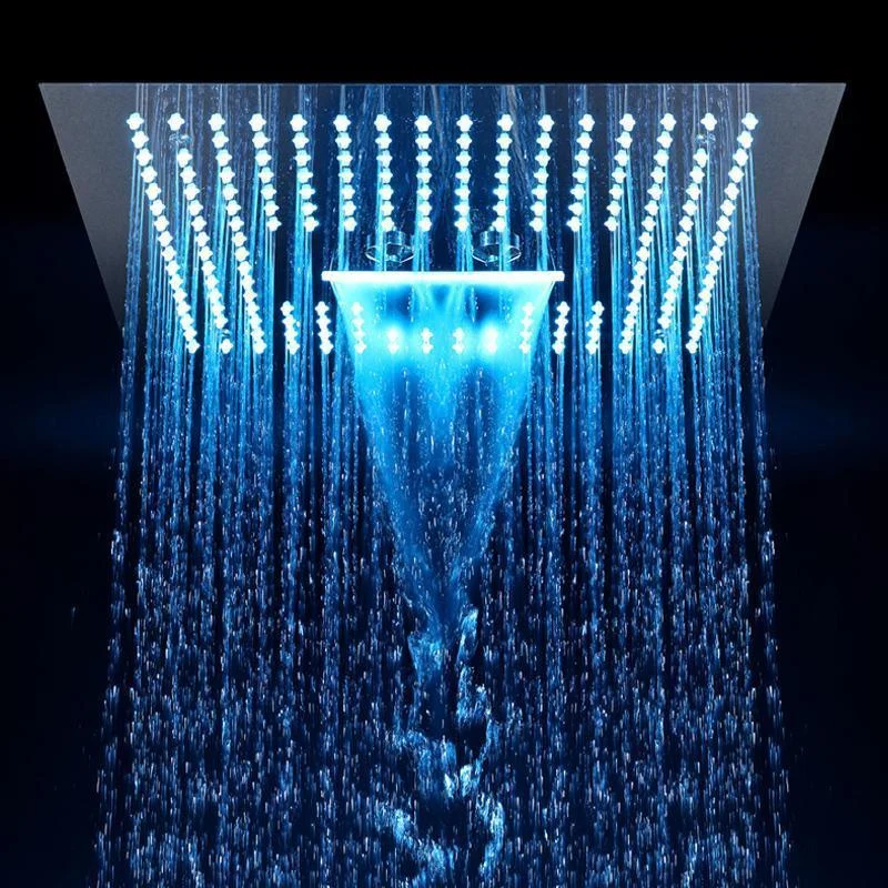 Waterfall Shower Head 64 Colors LED Misty Rainfall Shower Head with Remote Control LED Light -Bathlova