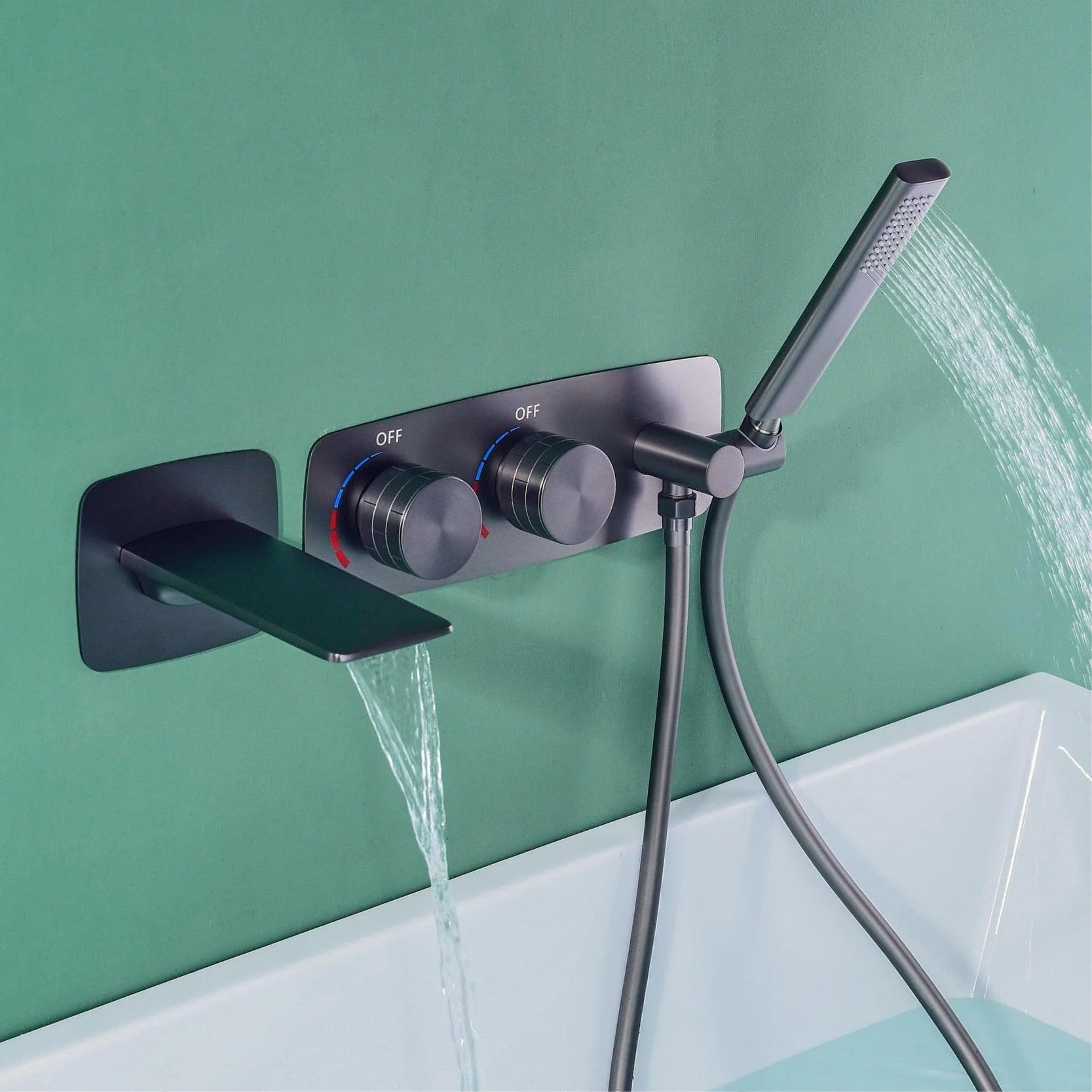 Waterfall Shower Set Double Handle Wall-Mounted Bathtub Tap -Bathlova