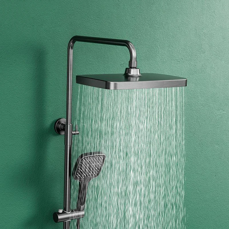 Waterfall Shower Set Square Wall Mount Copper Knob Handle Shower System with Shower Hose -Bathlova