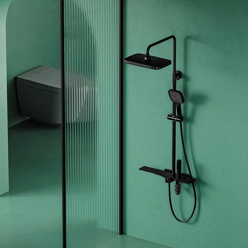 Waterfall Shower Set Square Wall Mount Copper Knob Handle Shower System with Shower Hose -Bathlova