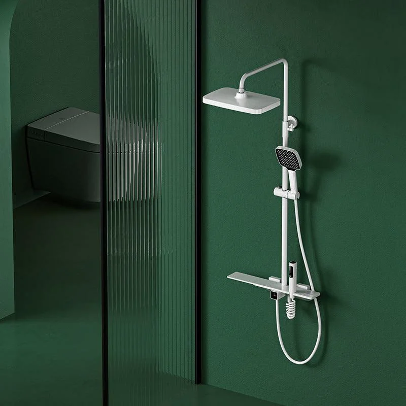 Waterfall Shower Set Square Wall Mount Copper Knob Handle Shower System with Shower Hose -Bathlova