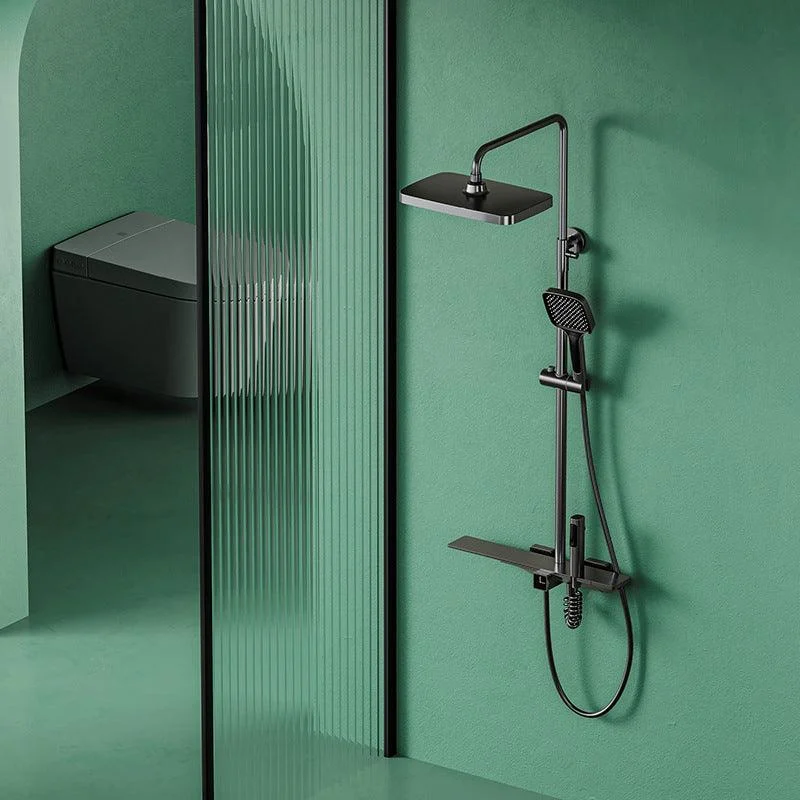 Waterfall Shower Set Square Wall Mount Copper Knob Handle Shower System with Shower Hose -Bathlova