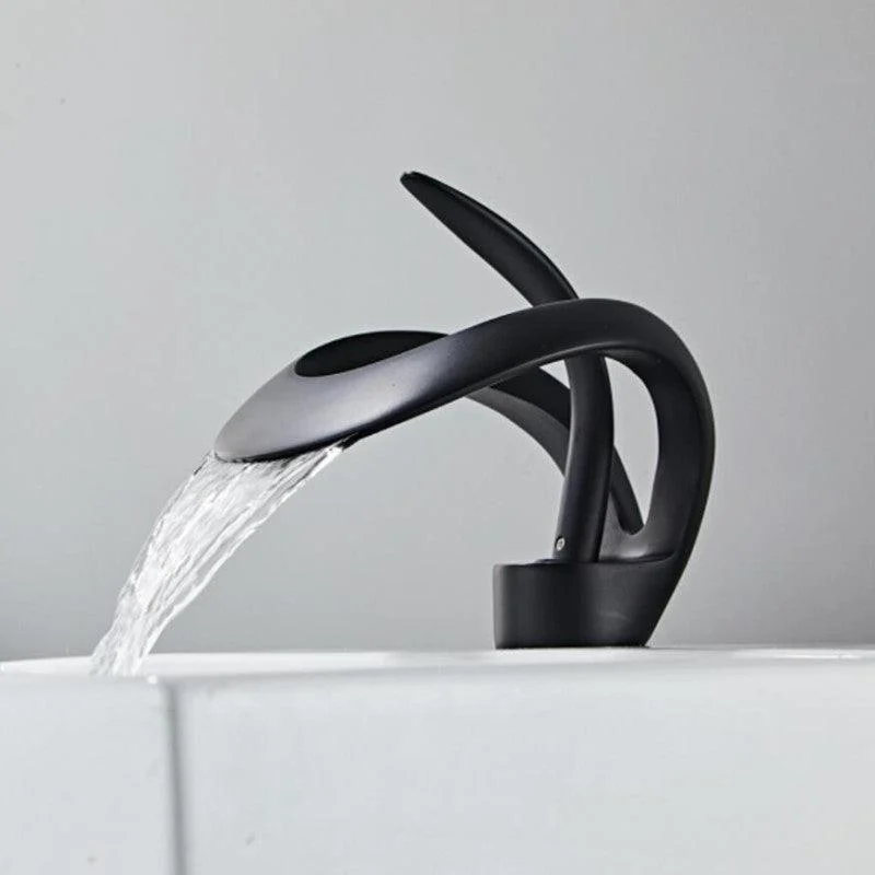 Waterfall Sink Tap Crane Brass Black Sink Tap Basin Water Tap -Bathlova