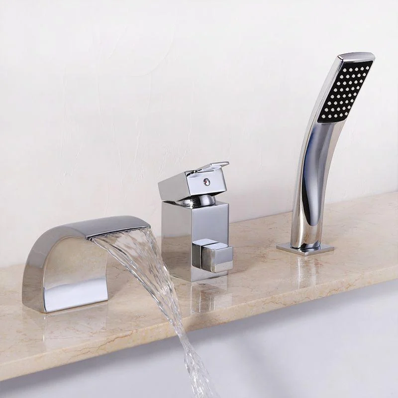 Waterfall Spout Bathroom Tap Lever Handle Sink Tap with Shower Head -Bathlova