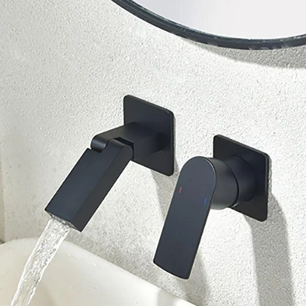 Waterfall Spout Bathroom Tap Swivel Lever Handle 2 Holes Wall-Mounted Sink Tap -Bathlova