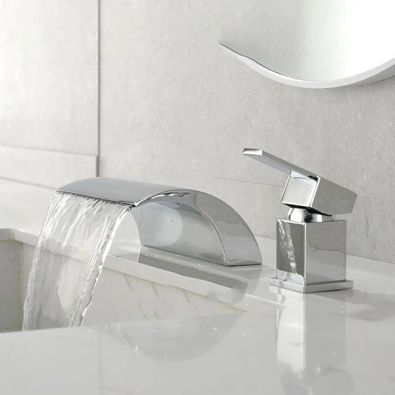 Waterfall Spout Tub Filler with 1 Handle Deck Mount Bathroom Tap -Bathlova