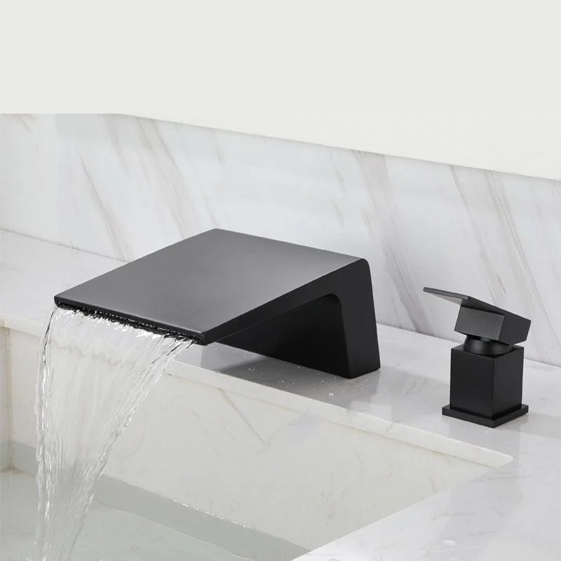 Waterfall Spout Tub Filler with 1 Handle Deck Mount Bathroom Tap -Bathlova