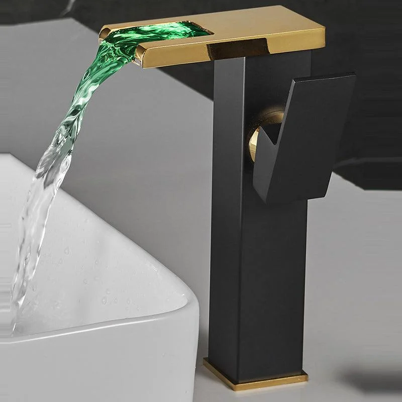 Waterfall Spout Vessel Sink Tap Lever Handle Square Vessel Tap -Bathlova