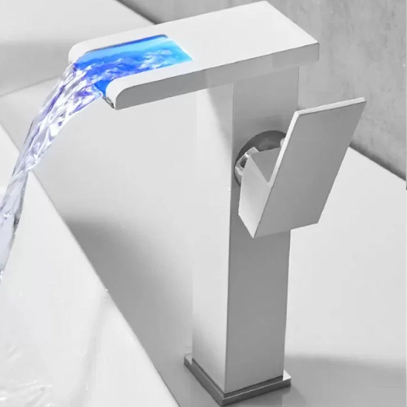 Waterfall Spout Vessel Sink Tap Lever Handle Square Vessel Tap -Bathlova