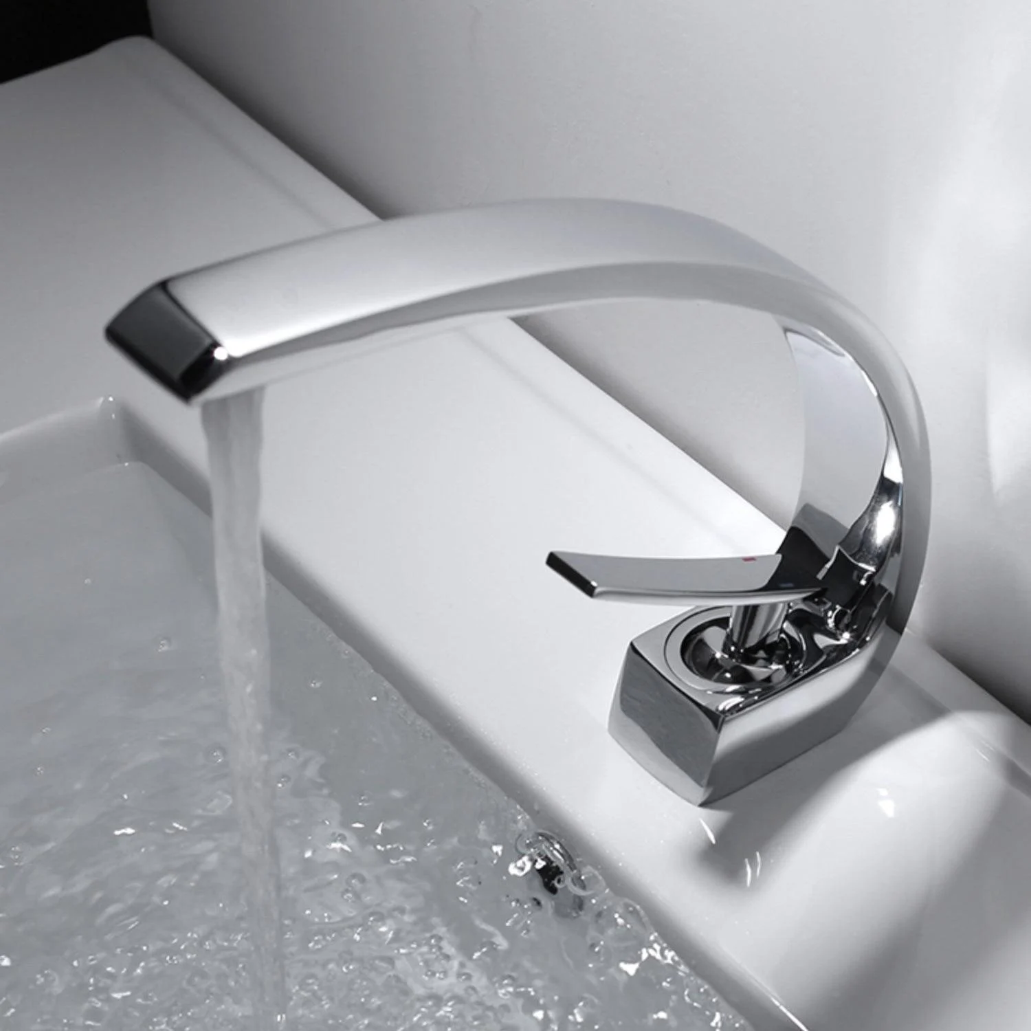 Waterfall Spout Widespread Lavatory Tap Modern Lever Handles Sink Tap -Bathlova