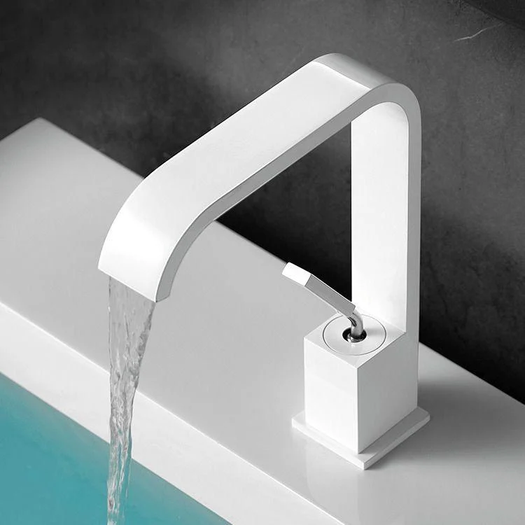 Waterfall Spout Widespread Lavatory Tap Modern Metal Widespread Sink Tap -Bathlova