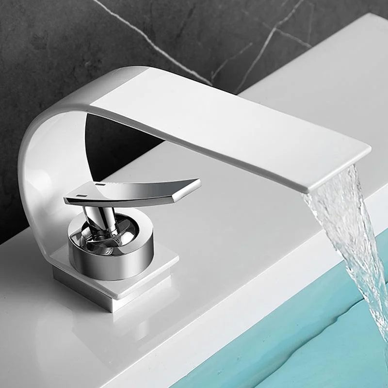 Waterfall Spout Widespread Lavatory Tap Modern Metal Widespread Sink Tap -Bathlova