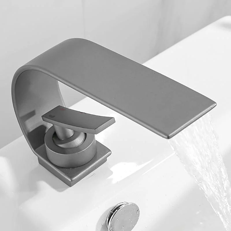 Waterfall Spout Widespread Lavatory Tap Modern Metal Widespread Sink Tap -Bathlova