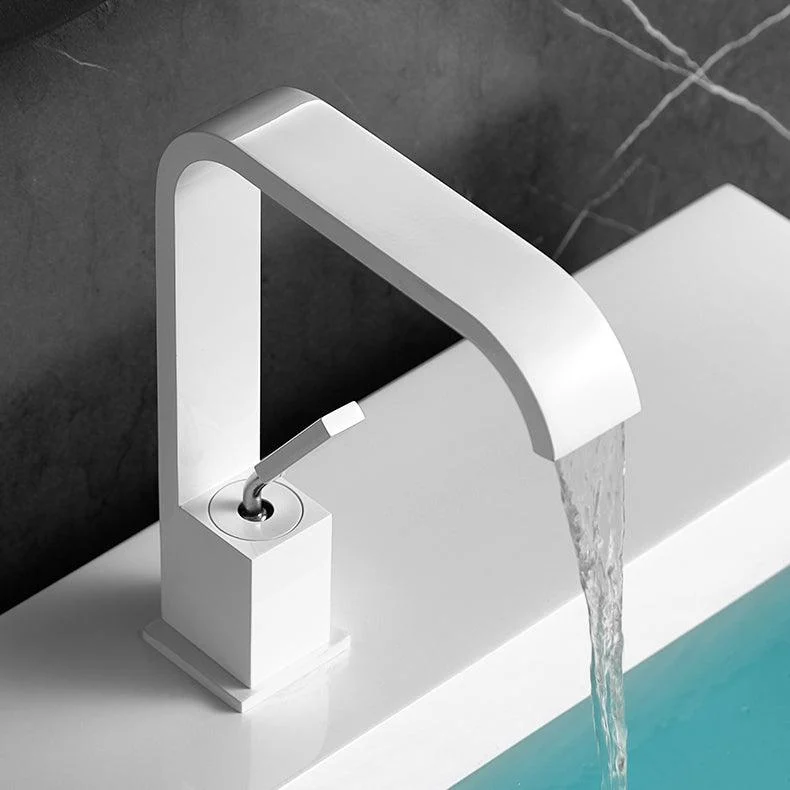 Waterfall Spout Widespread Lavatory Tap Modern Metal Widespread Sink Tap -Bathlova