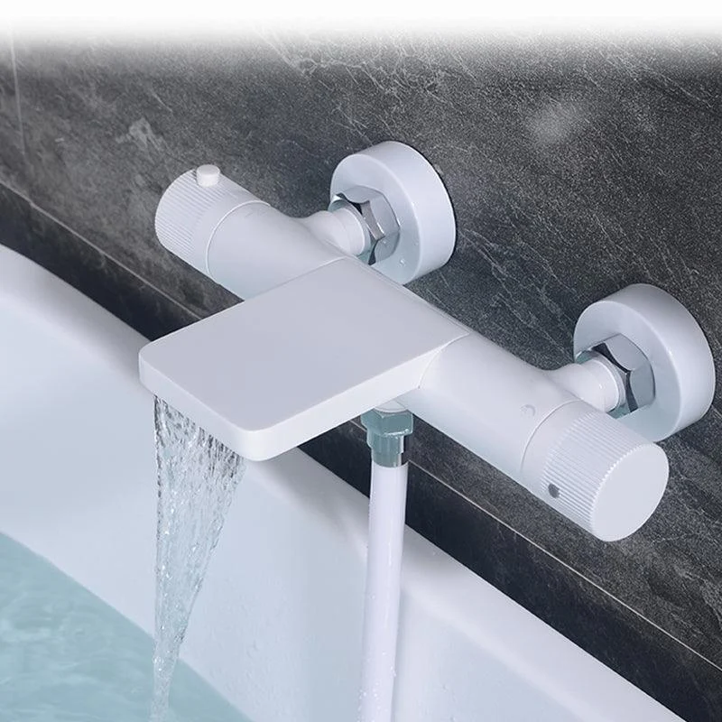 Waterfall Tub Filler Copper Wall-Mounted Double Knob Handle Tub Filler with Handshower -Bathlova