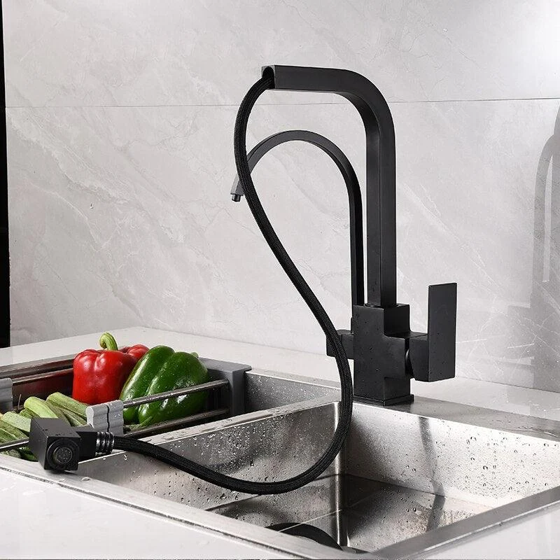 Waterfilter Taps Kitchen Tap Dual Handle Deck Mounted Mixer Tap -Bathlova