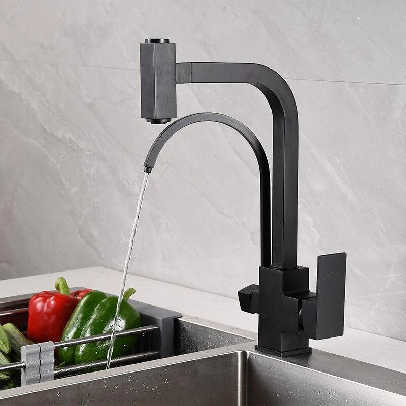 Waterfilter Taps Kitchen Tap Dual Handle Deck Mounted Mixer Tap -Bathlova