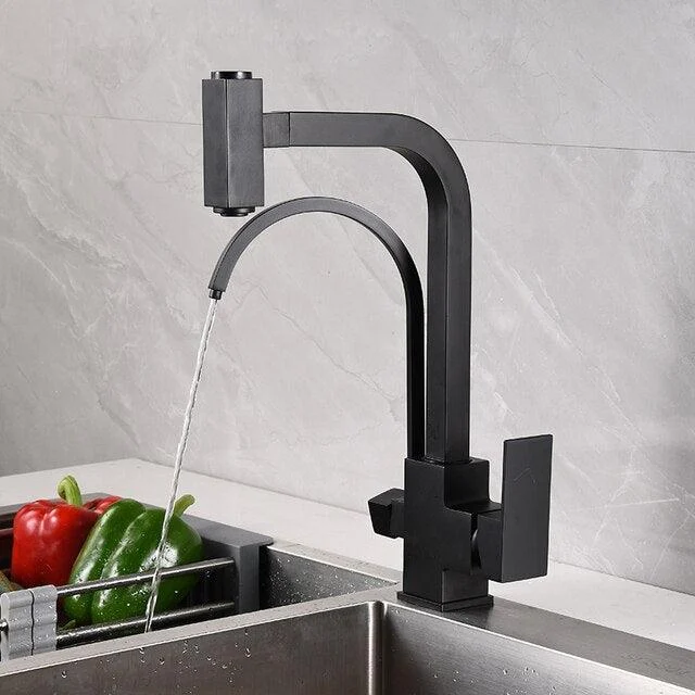 Waterfilter Taps Kitchen Tap Dual Handle Deck Mounted Mixer Tap -Bathlova