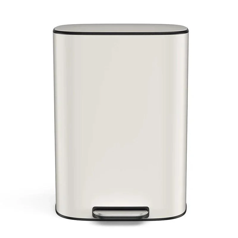 White 13 Gallon Trash Can with Soft Close Lid - 50L Foot Pedal Operated Trash Can -Bathlova