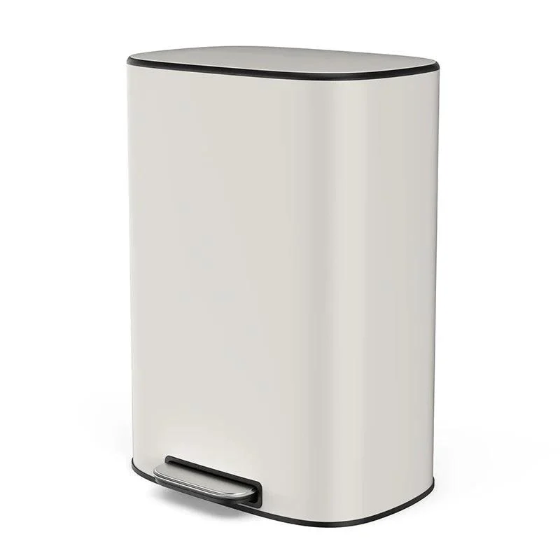 White 13 Gallon Trash Can with Soft Close Lid - 50L Foot Pedal Operated Trash Can -Bathlova