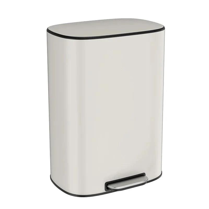 White 13 Gallon Trash Can with Soft Close Lid - 50L Foot Pedal Operated Trash Can -Bathlova