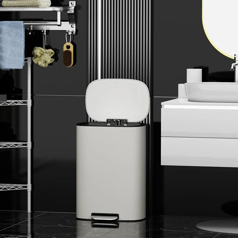 White 13 Gallon Trash Can with Soft Close Lid - 50L Foot Pedal Operated Trash Can -Bathlova