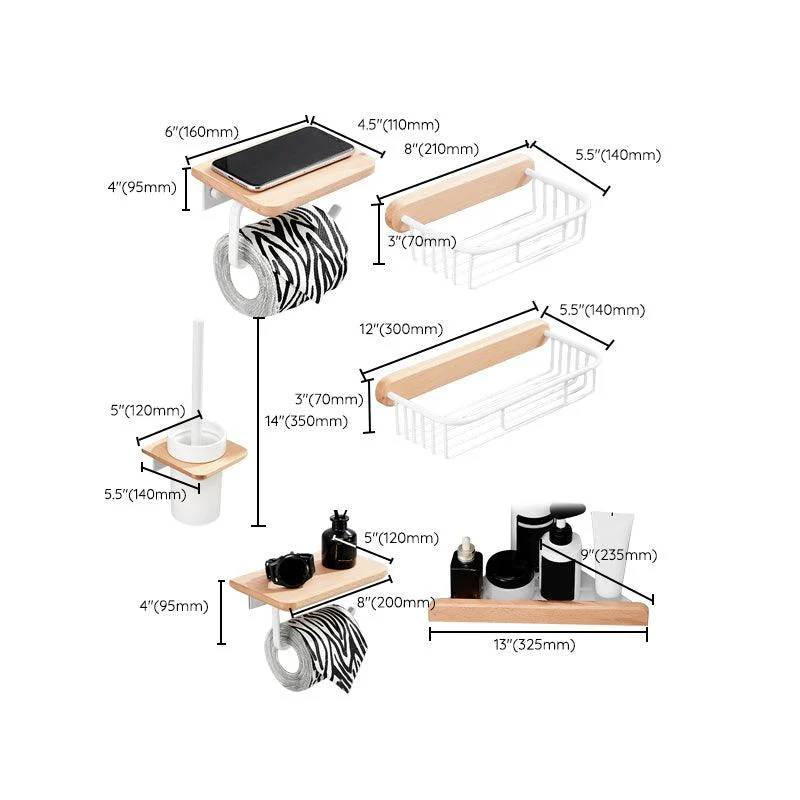 White 7-piece Bathroom Accessory Set Wood and Metal Bathroom Set -Bathlova