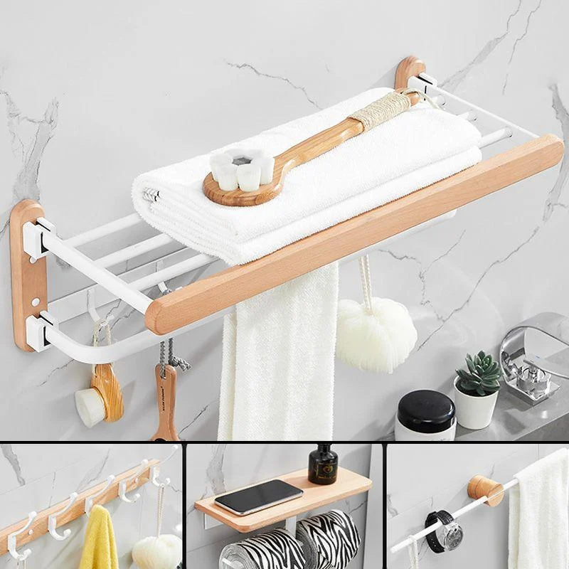 White 7-piece Bathroom Accessory Set Wood and Metal Bathroom Set -Bathlova