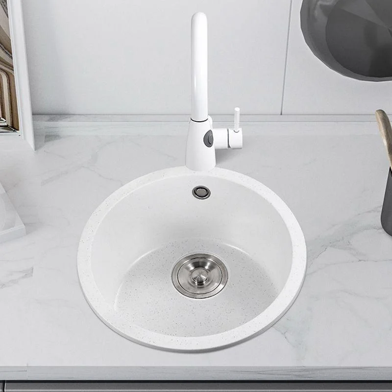 White 9" H Sink Single Bowl Drop-In Kitchen Sink with Soundproofing -Bathlova