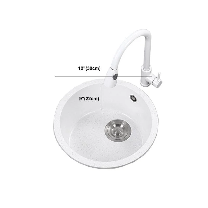 White 9" H Sink Single Bowl Drop-In Kitchen Sink with Soundproofing -Bathlova