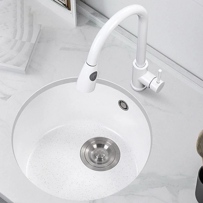 White 9" H Sink Single Bowl Drop-In Kitchen Sink with Soundproofing -Bathlova