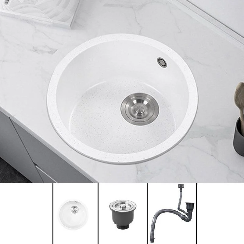 White 9" H Sink Single Bowl Drop-In Kitchen Sink with Soundproofing -Bathlova