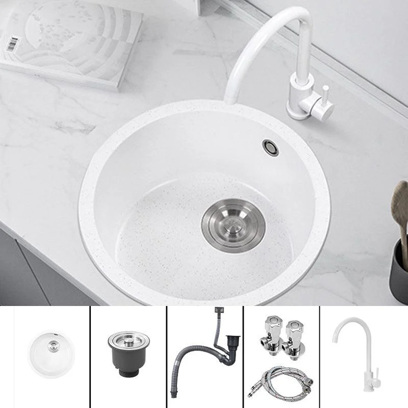 White 9" H Sink Single Bowl Drop-In Kitchen Sink with Soundproofing -Bathlova