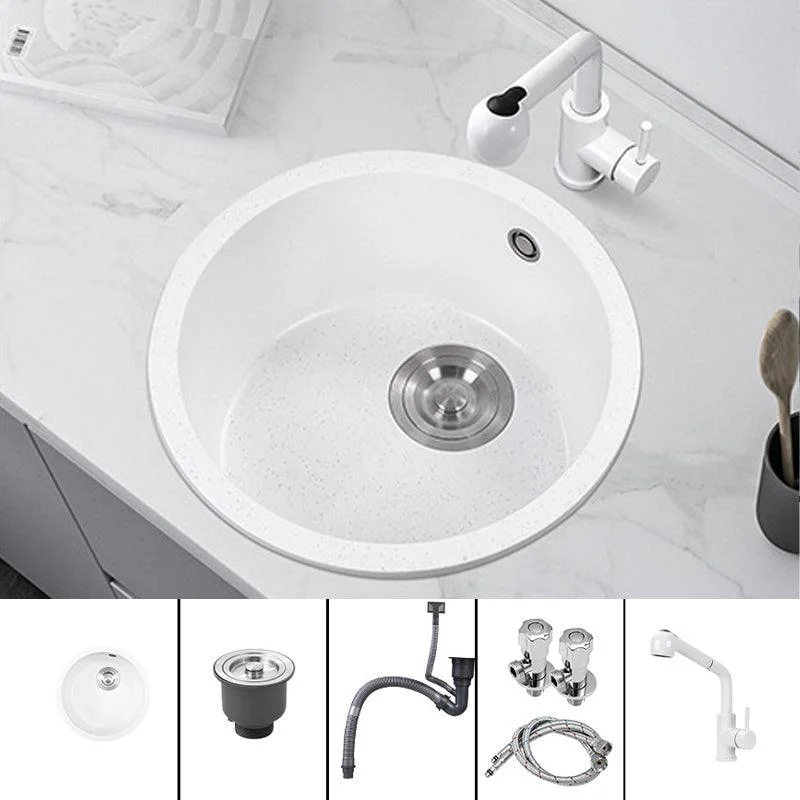 White 9" H Sink Single Bowl Drop-In Kitchen Sink with Soundproofing -Bathlova