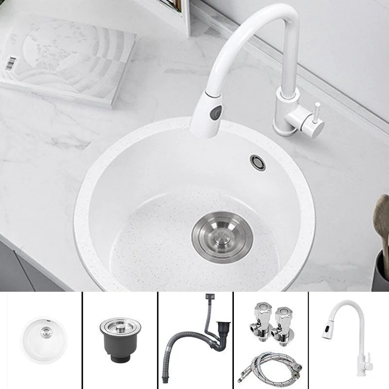 White 9" H Sink Single Bowl Drop-In Kitchen Sink with Soundproofing -Bathlova