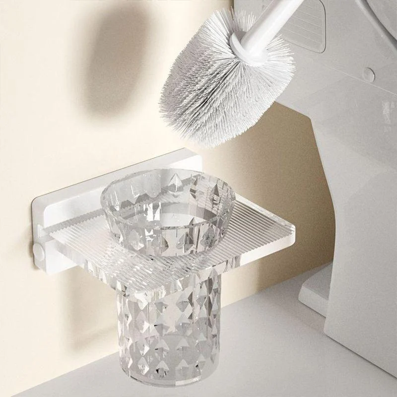 White & Clear Acrylic Bathroom Accessory Set with Towel Bar/Paper Holder/Robe Hook -Bathlova