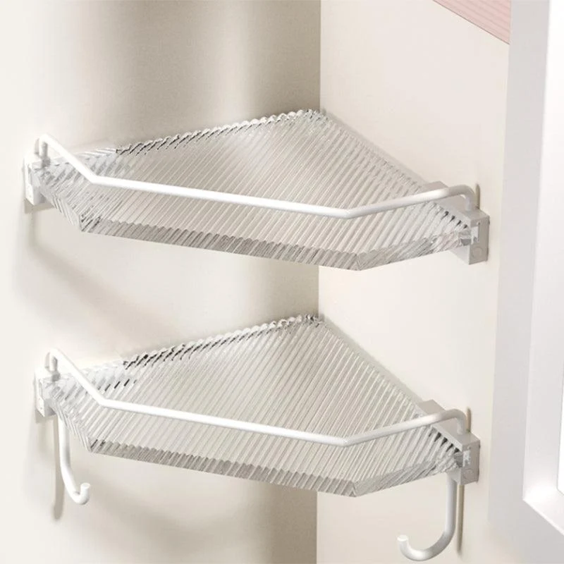 White Bathroom Accessory Set Metal & Acrylic Bathroom Set with Bath Shelf/Robe Hooks -Bathlova