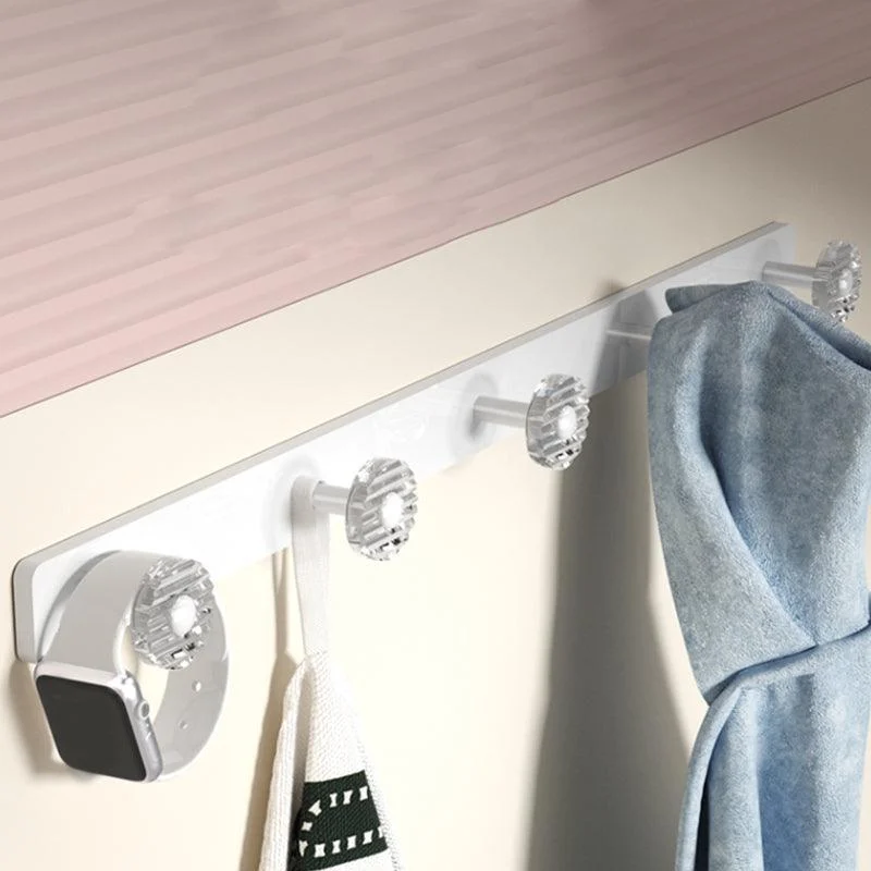 White Bathroom Accessory Set Metal & Acrylic Bathroom Set with Bath Shelf/Robe Hooks -Bathlova